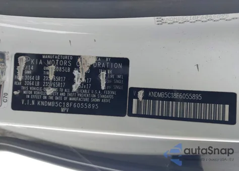 2015 Kia Sedona Lx z USA, uszkodzony, nr VIN KNDMB5C18F6055895